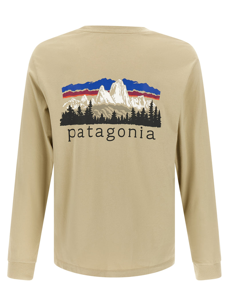 PATAGONIA Fitz Roy Foothills Beige Cotton T-Shirt