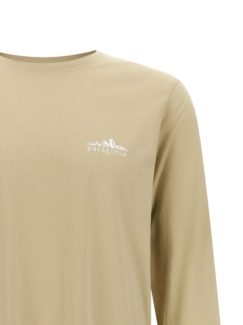 PATAGONIA Fitz Roy Foothills Beige Cotton T-Shirt