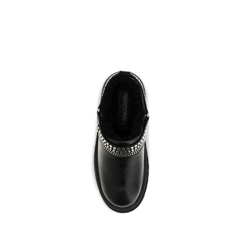 PINKO Black Calf Leather Bos Taurus Clogs