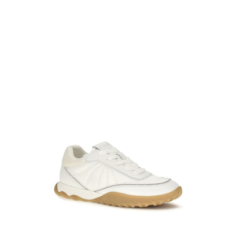 PINKO Gea White Fabric Low Top Sneakers for Women