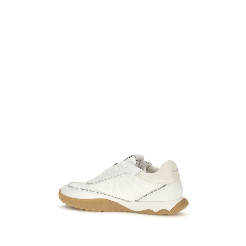 PINKO Gea White Fabric Low Top Sneakers for Women