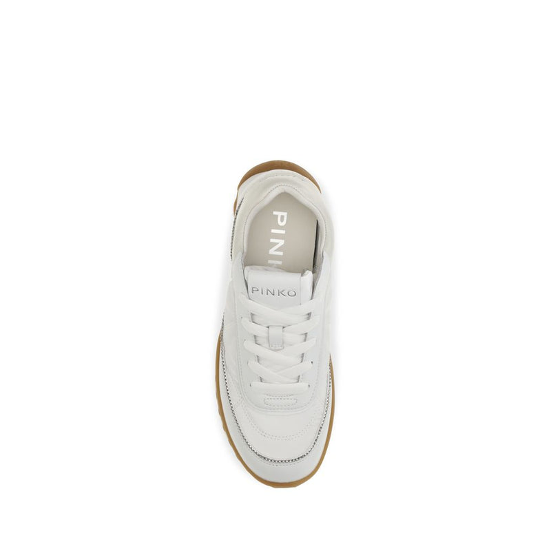 PINKO Gea White Fabric Low Top Sneakers for Women