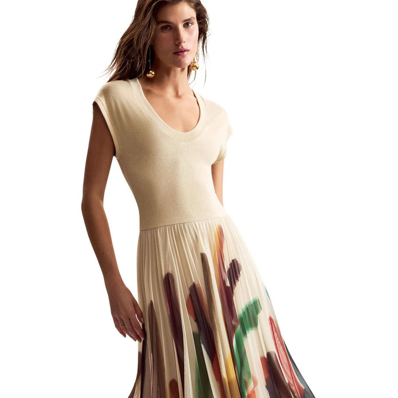 Desigual VEST_BRUSHES_LACROIX Beige Long Dress for Women