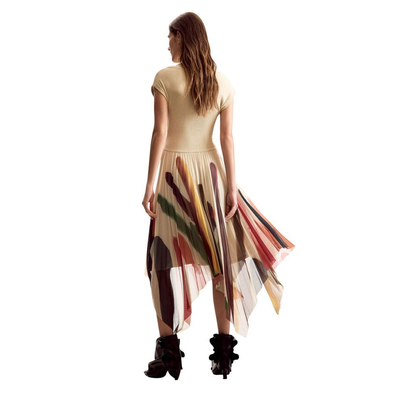 Desigual VEST_BRUSHES_LACROIX Beige Long Dress for Women