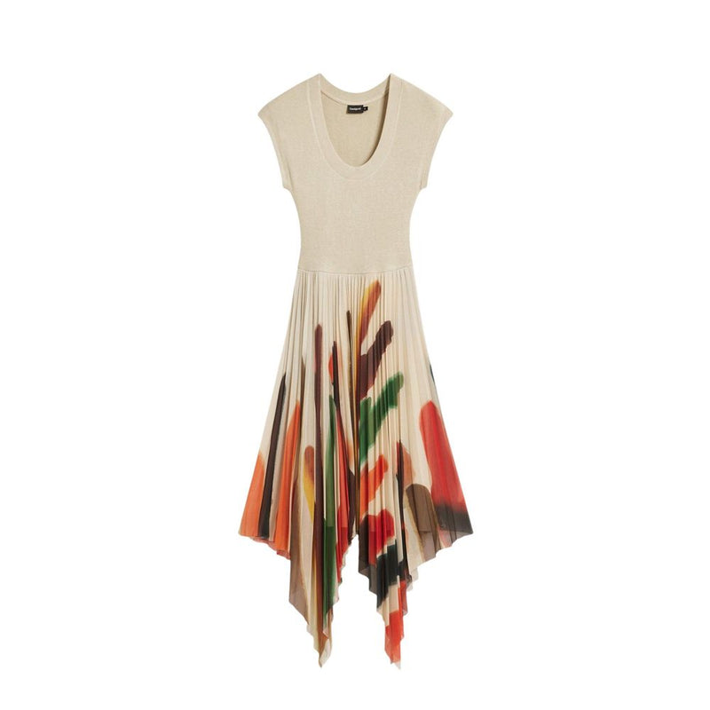 Desigual VEST_BRUSHES_LACROIX Beige Long Dress for Women