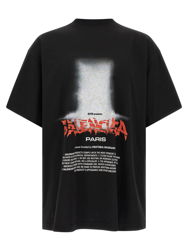Balenciaga Black Cotton T-Shirt - The Door Graphic