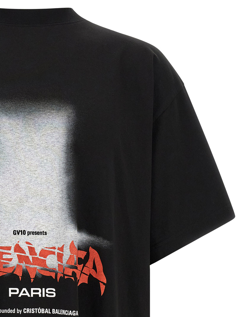 Balenciaga Black Cotton T-Shirt - The Door Graphic