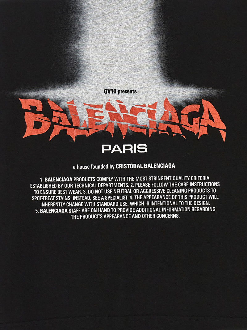 Balenciaga Black Cotton T-Shirt - The Door Graphic