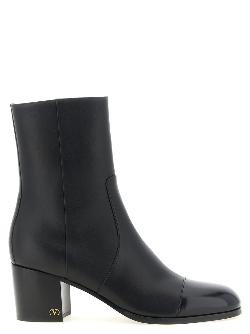 Valentino Garavani Black Calfskin 'Zimmy' Ankle Boots