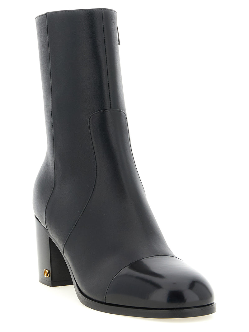 Valentino Garavani Black Calfskin 'Zimmy' Ankle Boots