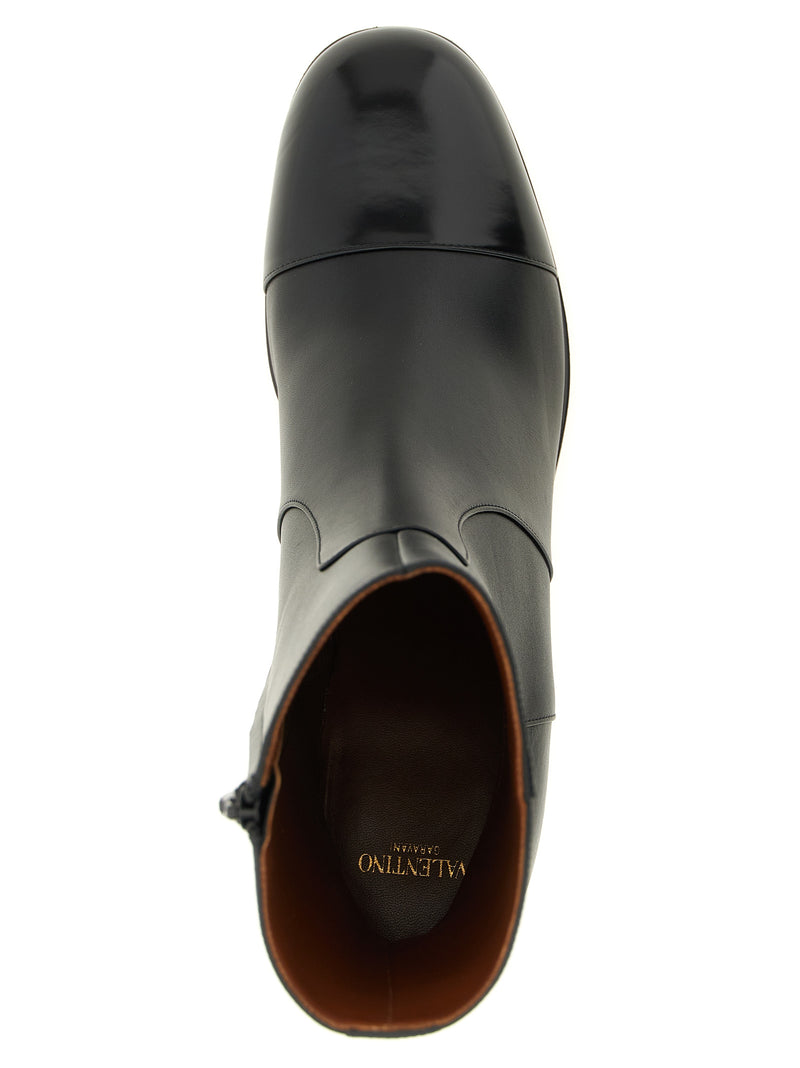 Valentino Garavani Black Calfskin 'Zimmy' Ankle Boots