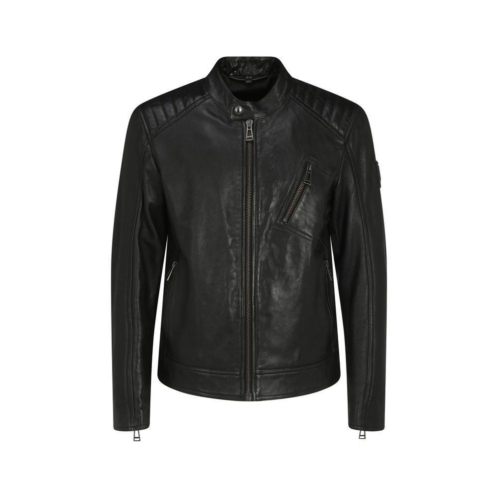 Belstaff Black Leather V Racer Jacket