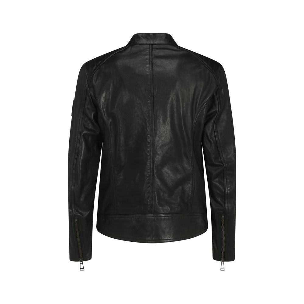 Belstaff Black Leather V Racer Jacket