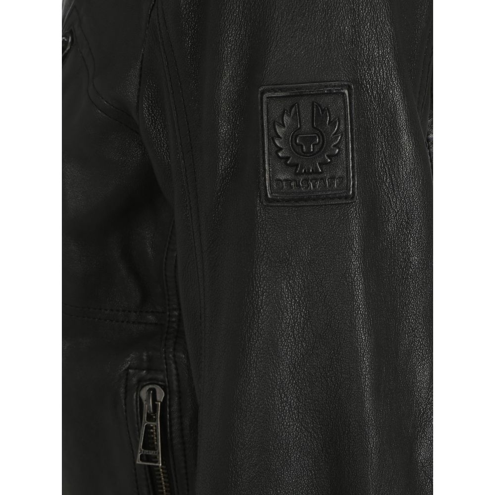 Belstaff Black Leather V Racer Jacket