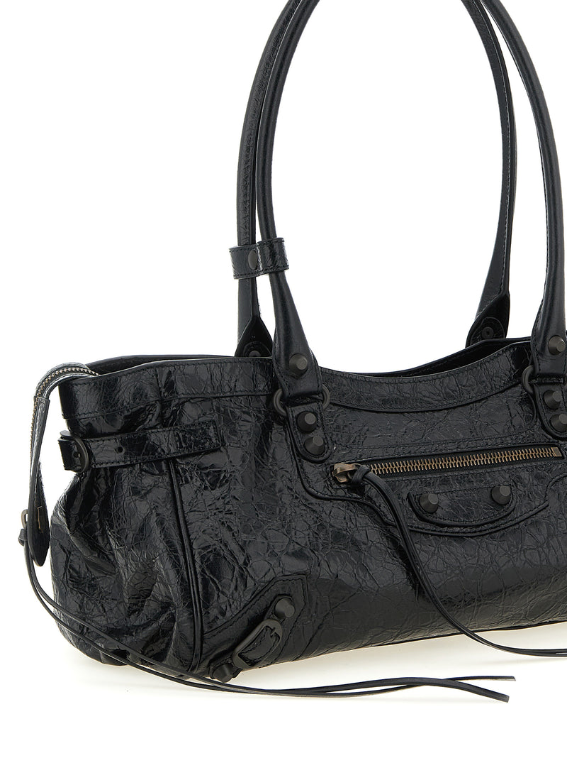 Balenciaga Arena Le City East-West Black Lamb Leather Shoulder Bag