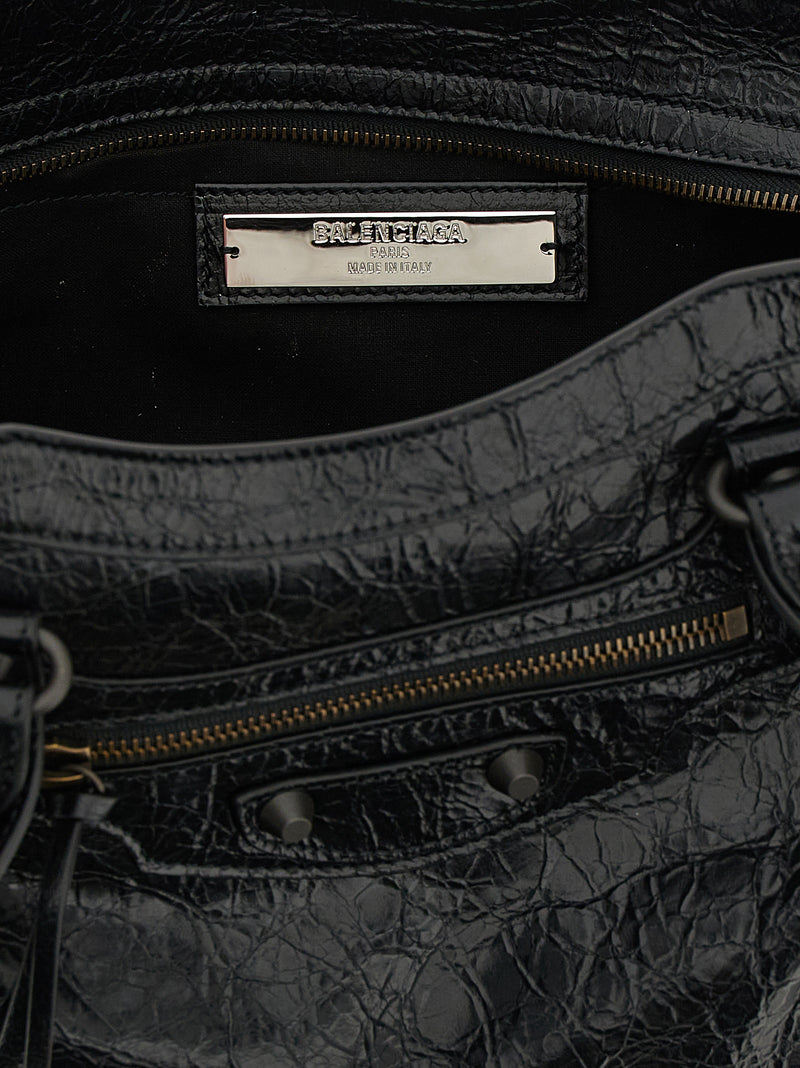 Balenciaga Arena Le City East-West Black Lamb Leather Shoulder Bag