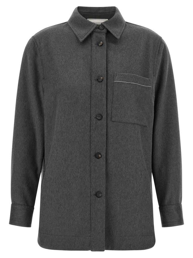 Peserico Gray Virgin Wool Blouse - Effortless Elegance