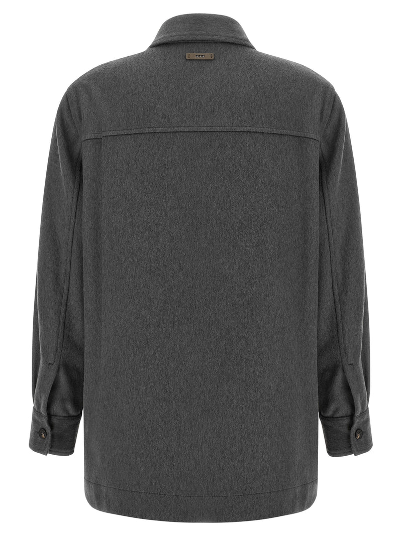 Peserico Gray Virgin Wool Blouse - Effortless Elegance