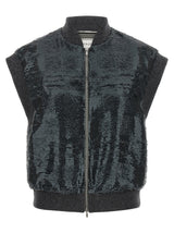 Peserico Gray Polyester Sleeveless Jacket