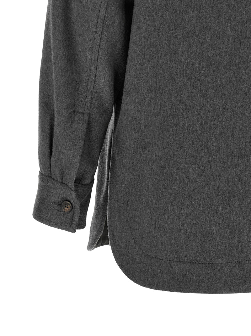 Peserico Gray Virgin Wool Blouse - Effortless Elegance