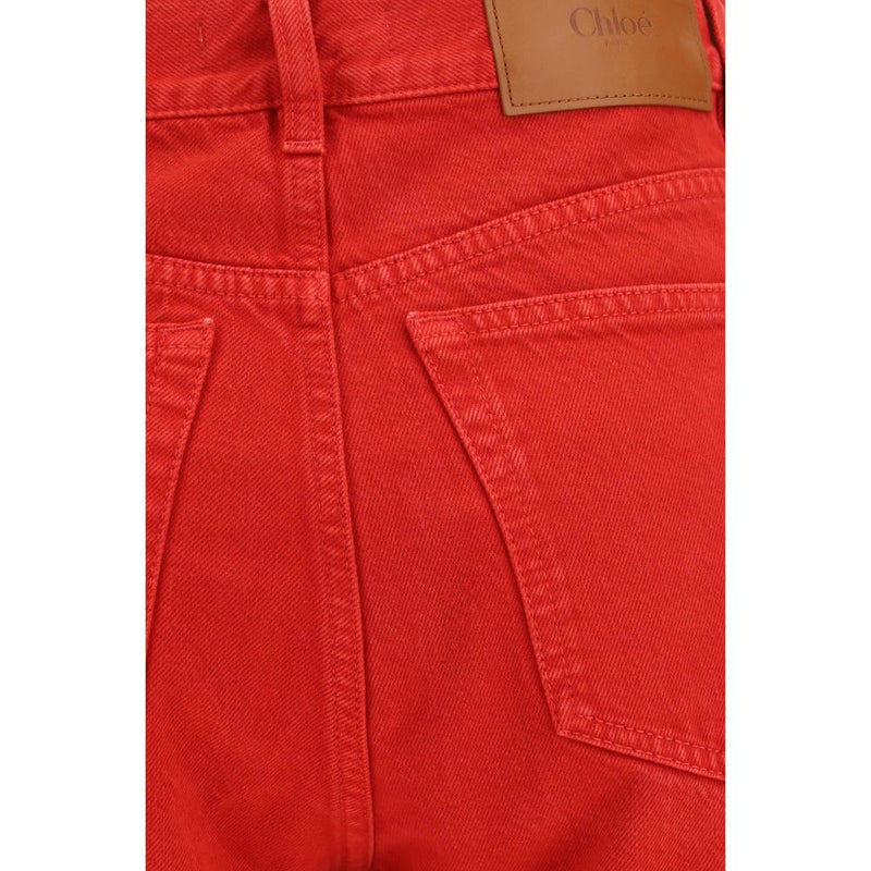 Chloé Red Cotton Casual Pants for Women