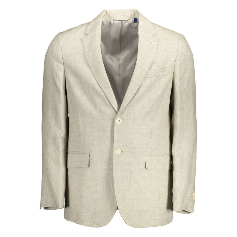 Gant Beige Linen Men's Jacket - Classic Tailored Fit