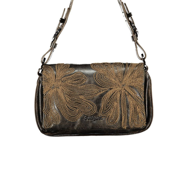 Desigual Mistral Naron Mini Bag - Brown Polyurethane with Embroidery
