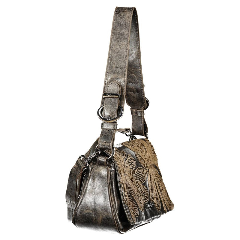 Desigual Mistral Naron Mini Bag - Brown Polyurethane with Embroidery