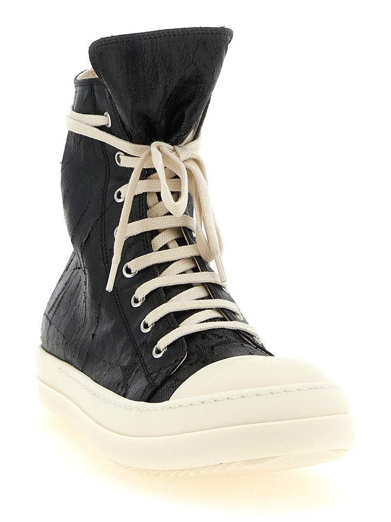 DRKSHDW Black Cotton High Top Sneakers - Avant-Garde Design