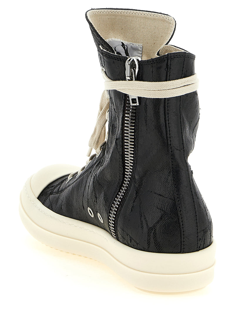 DRKSHDW Black Cotton High Top Sneakers - Avant-Garde Design