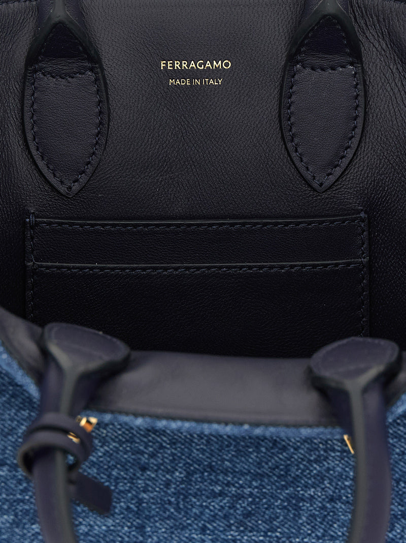 Ferragamo Hug (XS) Blue Fabric Handbag