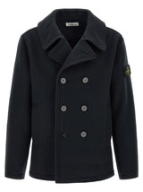 Stone Island Blue Cotton Coat