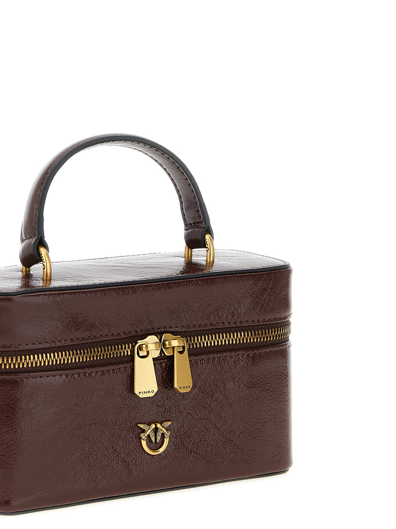 PINKO Vanity Soft Bordeaux Calfskin Crossbody Bag