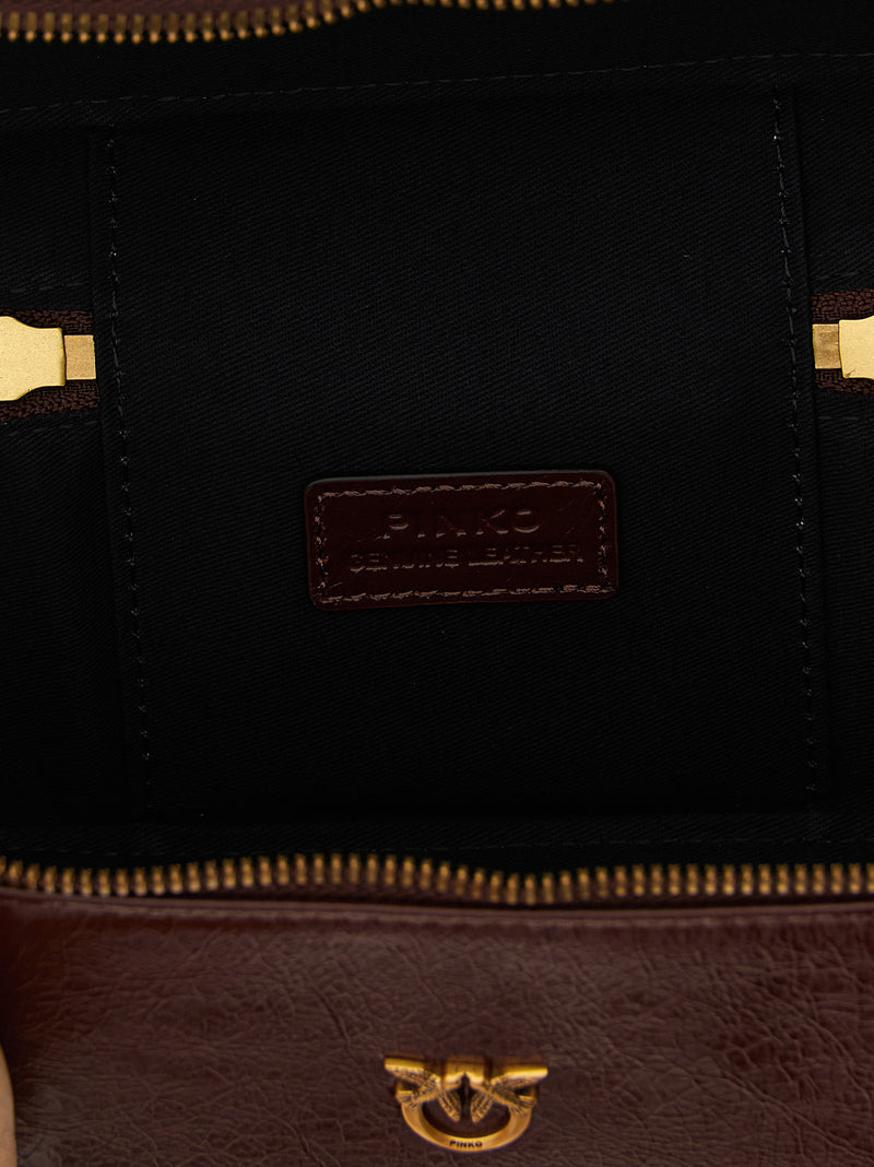 PINKO Vanity Soft Bordeaux Calfskin Crossbody Bag