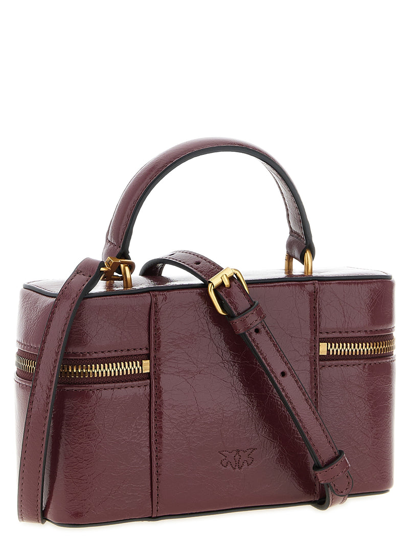 PINKO Vanity Soft Bordeaux Calfskin Crossbody Bag