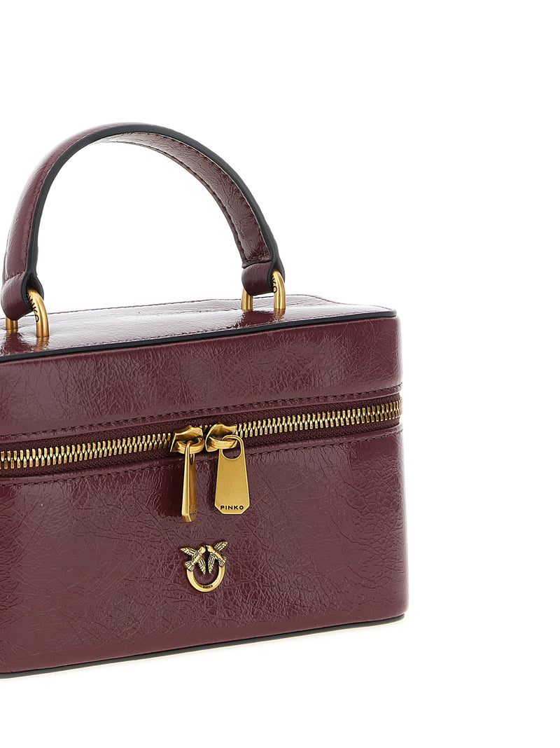 PINKO Vanity Soft Bordeaux Calfskin Crossbody Bag