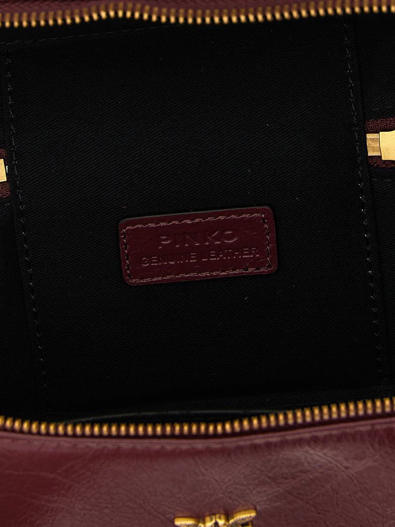 PINKO Vanity Soft Bordeaux Calfskin Crossbody Bag