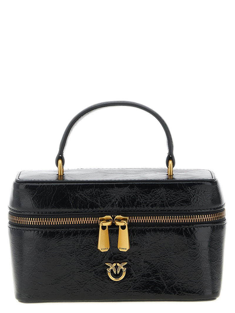 PINKO Vanity Soft Black Calfskin Crossbody Bag