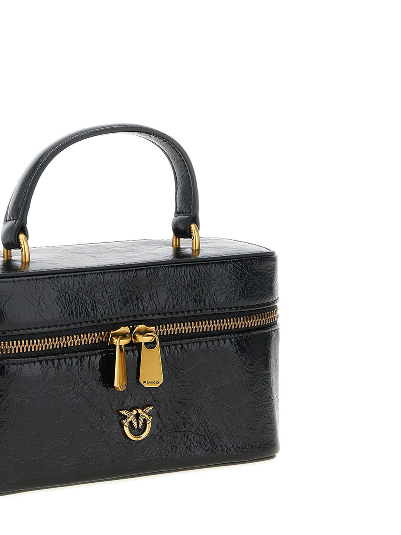 PINKO Vanity Soft Black Calfskin Crossbody Bag