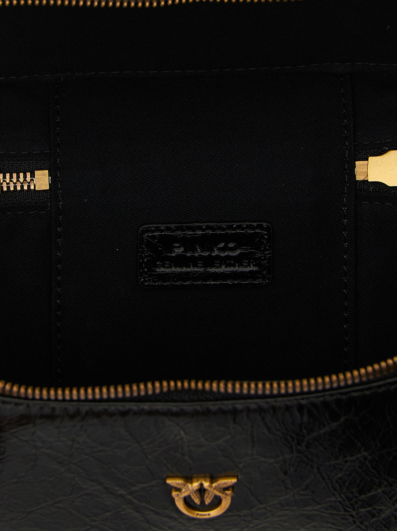 PINKO Vanity Soft Black Calfskin Crossbody Bag