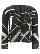 PLEATS PLEASE ISSEY MIYAKE Bicolor Polyester Cardigan