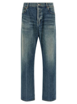 Saint Laurent Blue Cotton Tapered Jeans