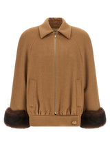 Valentino Garavani Brown Lamb Fur Bomber
