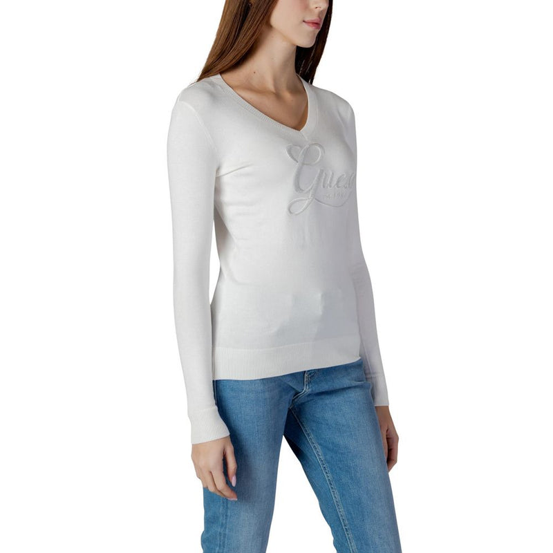 Guess Cream Viscose Sweatshirt - LS VN STEPHANIE LOGO SWTR