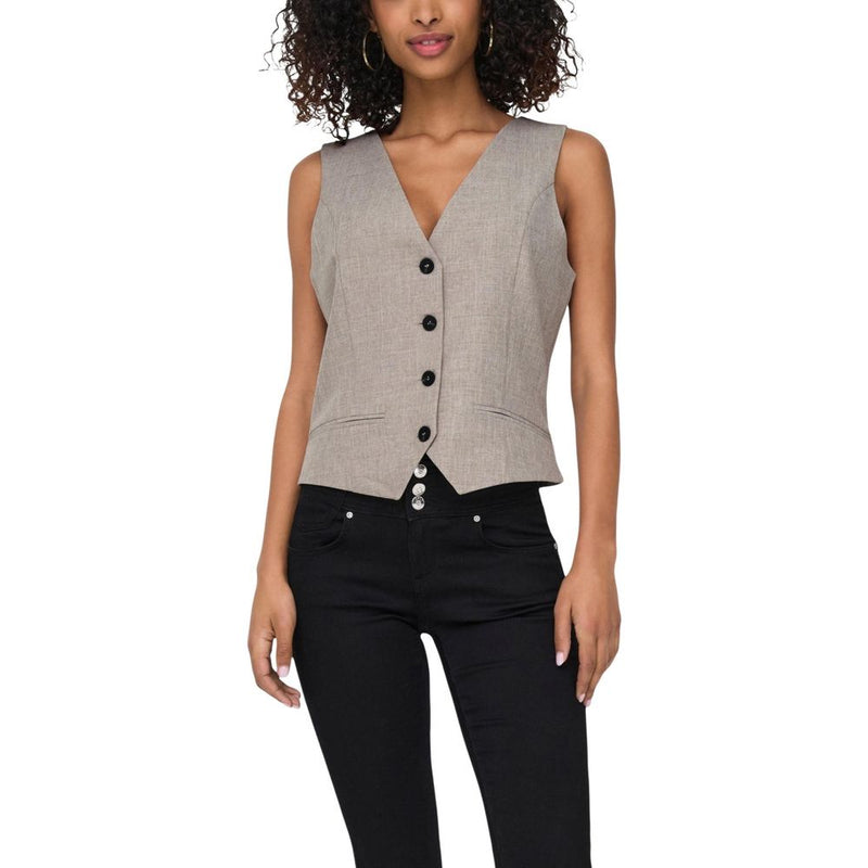Only Onllinda Beige Polyester Waistcoat for Women