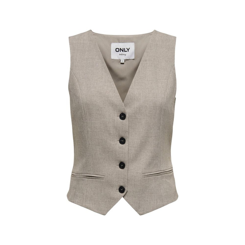 Only Onllinda Beige Polyester Waistcoat for Women