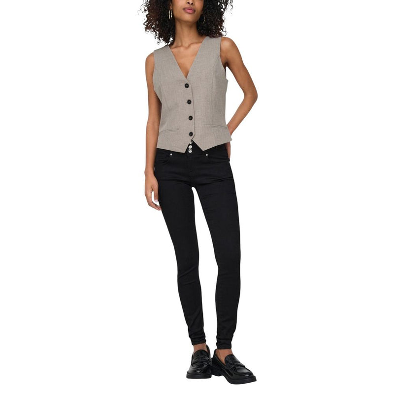 Only Onllinda Beige Polyester Waistcoat for Women