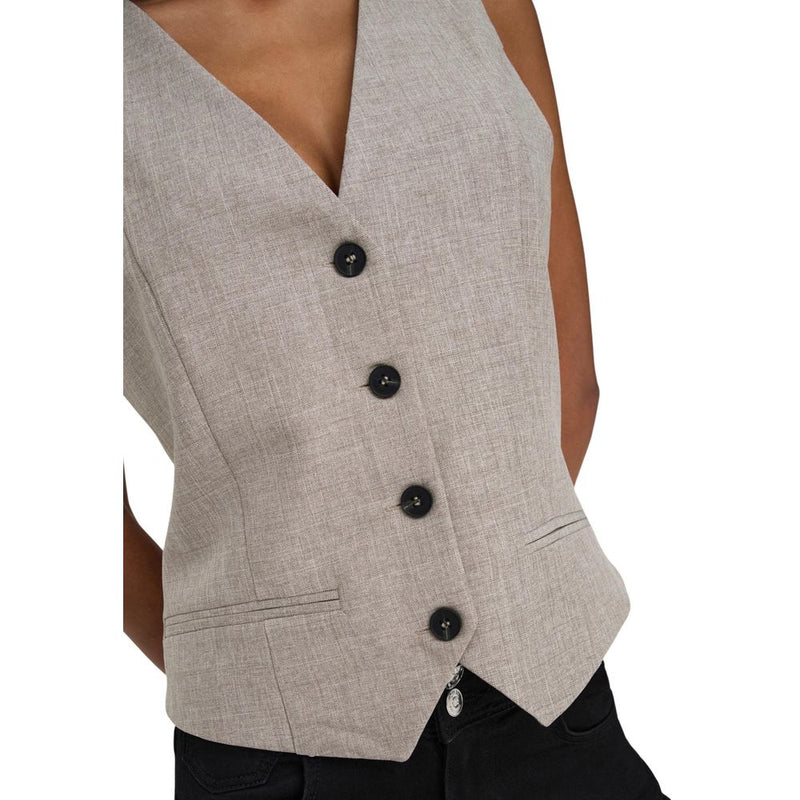 Only Onllinda Beige Polyester Waistcoat for Women