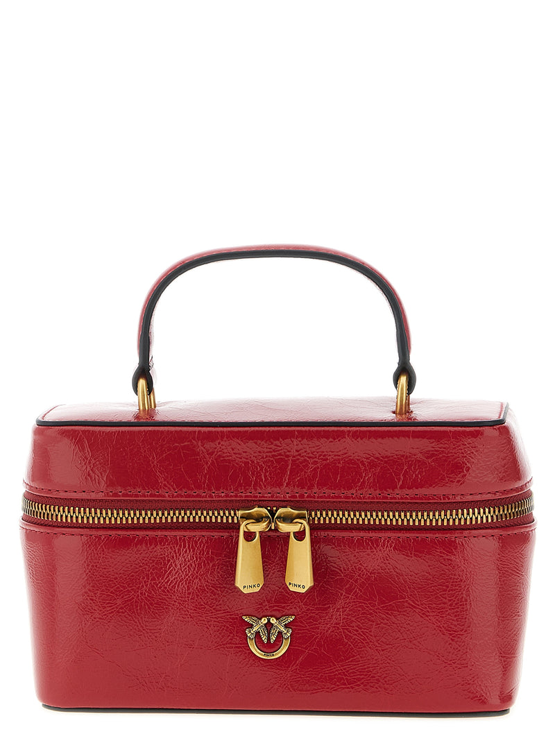 PINKO Vanity Soft Red Calfskin Crossbody Bag
