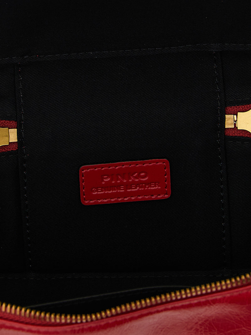 PINKO Vanity Soft Red Calfskin Crossbody Bag